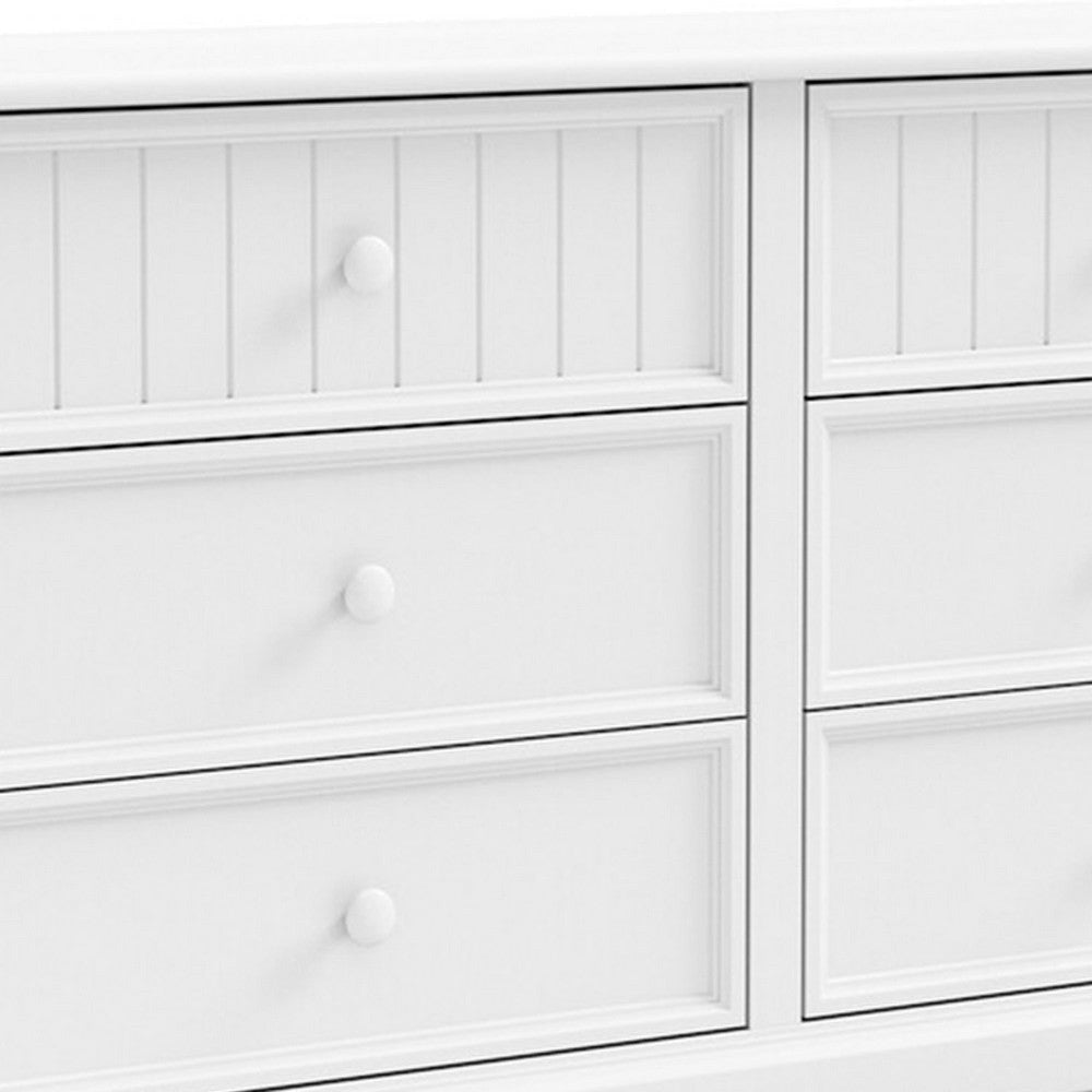 Toli Wide Dresser | 6 Drawers w Round Knobs | White Solid Hardwood BM339276