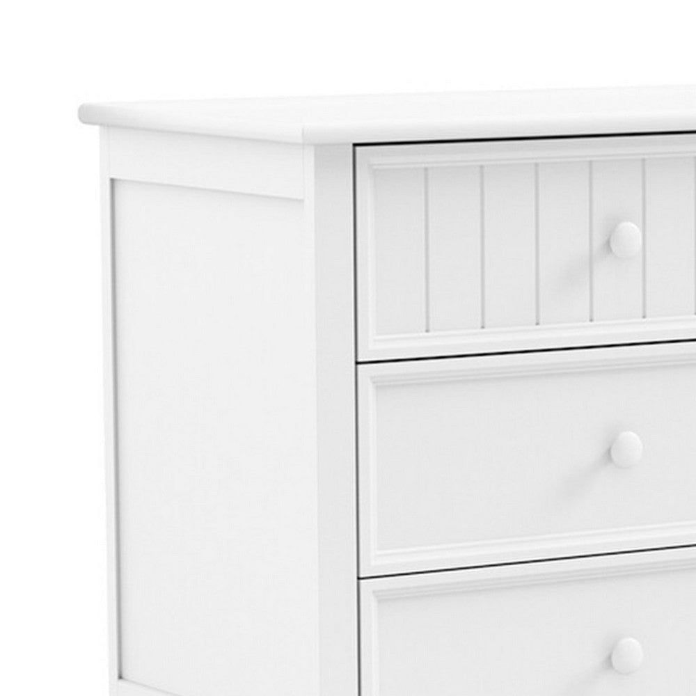 Toli Wide Dresser | 6 Drawers w Round Knobs | White Solid Hardwood BM339276