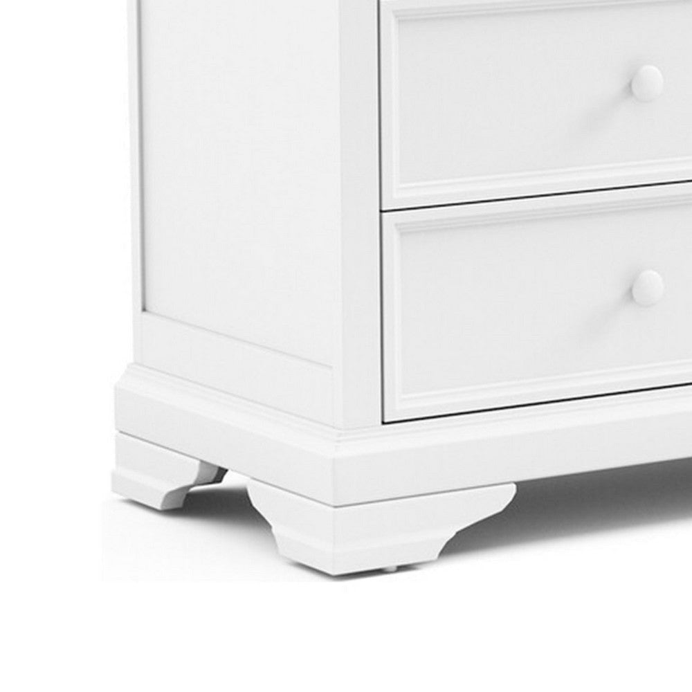 Toli Wide Dresser | 6 Drawers w Round Knobs | White Solid Hardwood BM339276