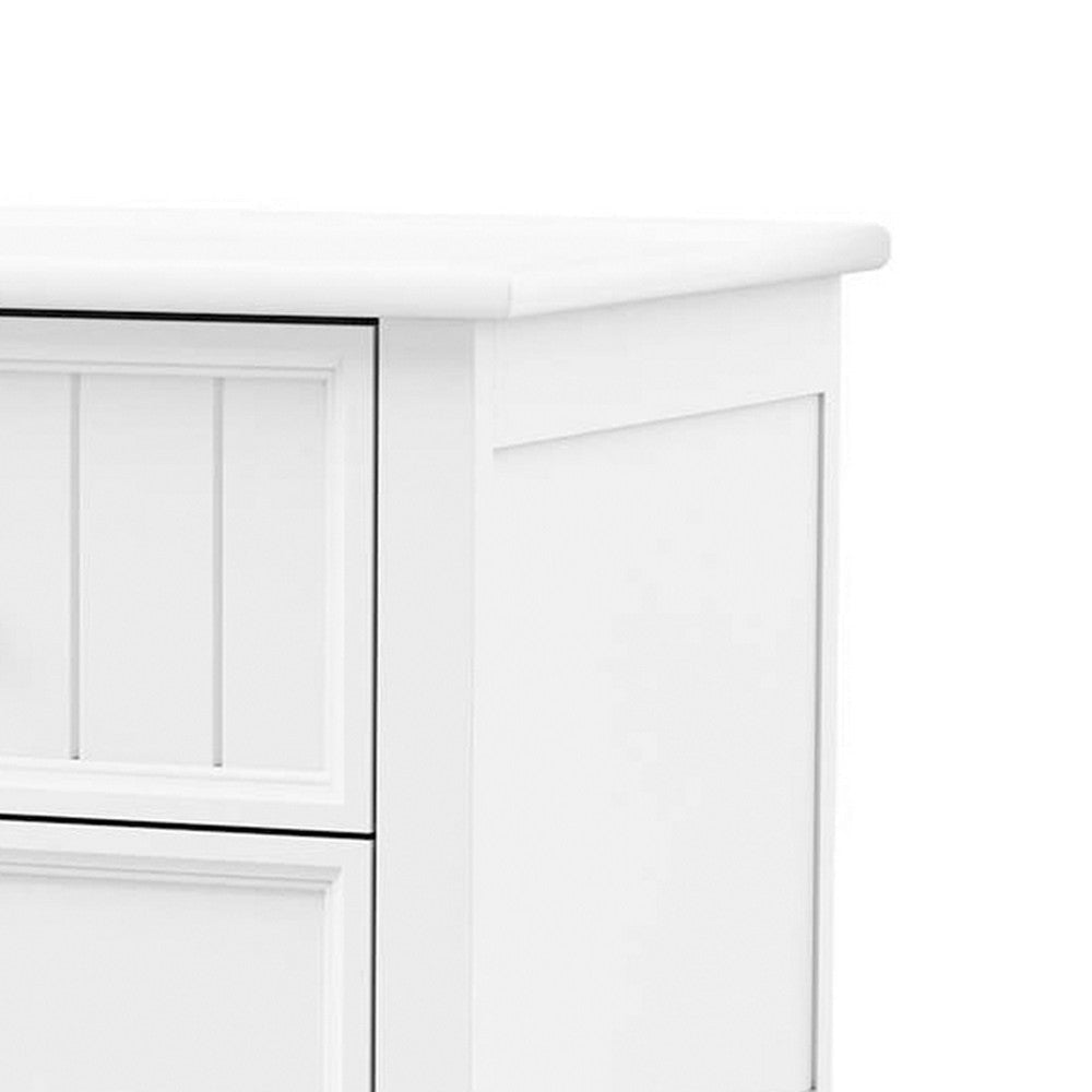 Toli Nightstand 2 Drawers w Round Knobs | White Solid Hardwood | 24’’ BM339277