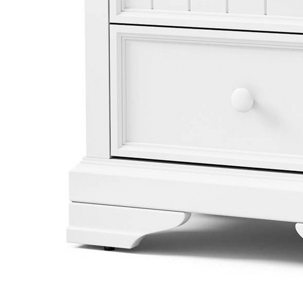 Toli Nightstand 2 Drawers w Round Knobs | White Solid Hardwood | 24’’ BM339277