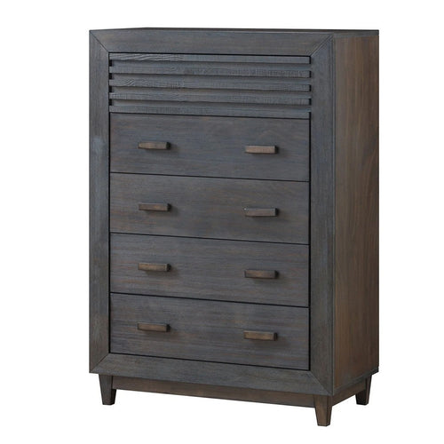 Biom Tall Dresser Chest | 5 Drawers | Charcoal Brown Solid Hardwood