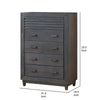 Biom Tall Dresser Chest | 5 Drawers | Charcoal Brown Solid Hardwood BM339278