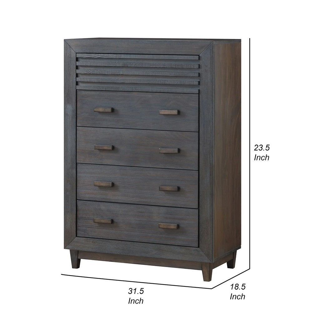 Biom Tall Dresser Chest | 5 Drawers | Charcoal Brown Solid Hardwood BM339278