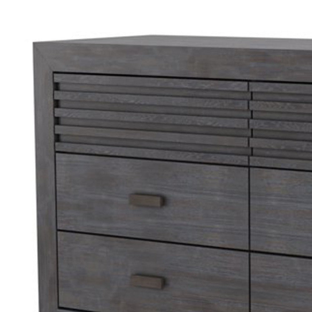 Biom Wide Dresser | 6 Storage Drawers | Charcoal Brown Solid Hardwood BM339279