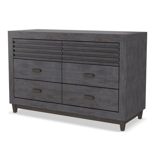 Biom Wide Dresser | 6 Storage Drawers | Charcoal Brown Solid Hardwood
