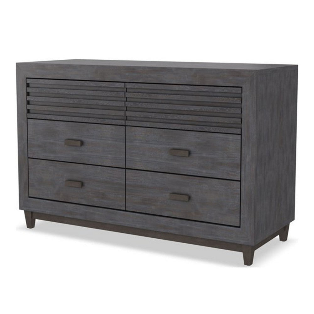 Biom Wide Dresser | 6 Storage Drawers | Charcoal Brown Solid Hardwood
