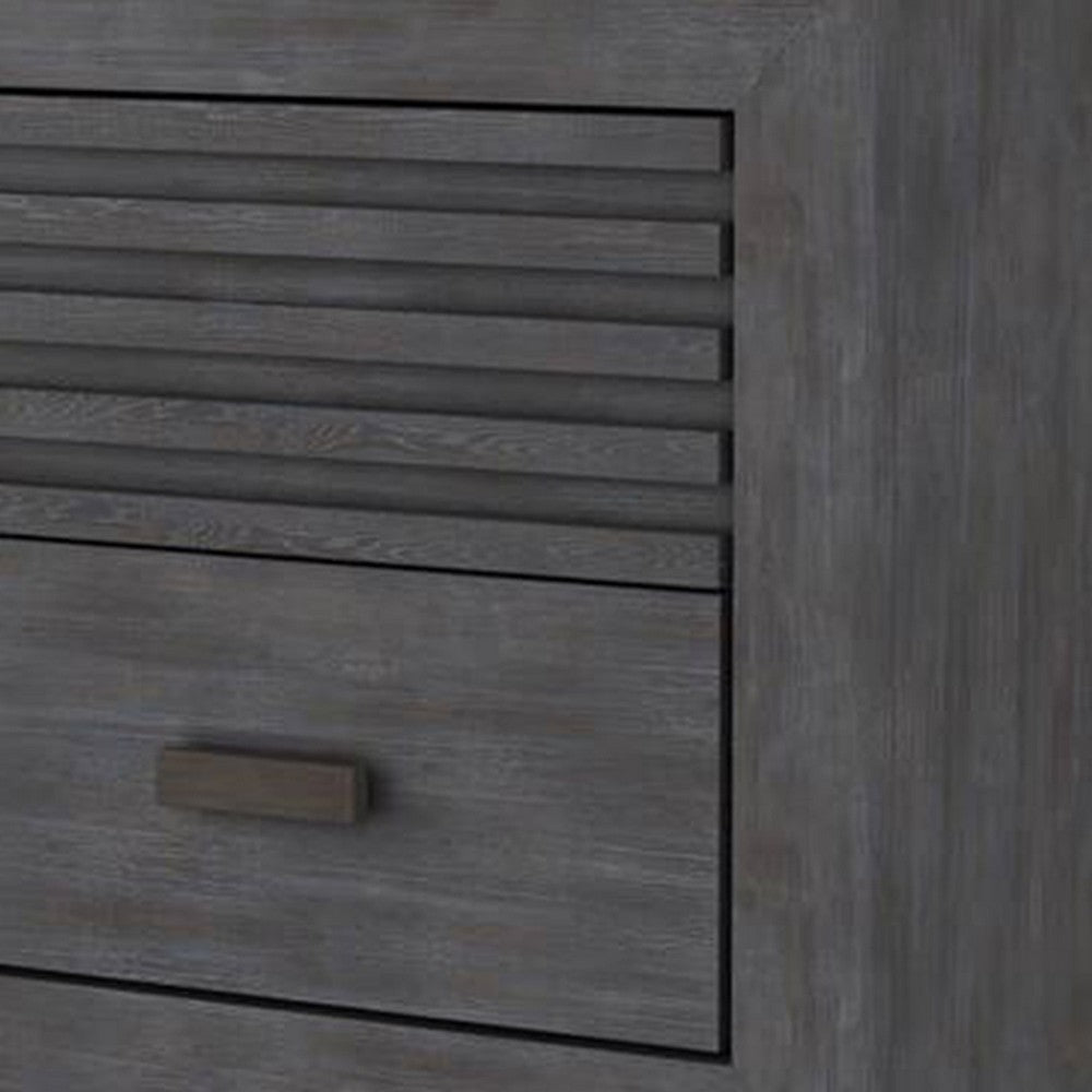 Biom Nightstand | 2 Drawers | Charcoal Brown Solid Hardwood | 24’’ BM339280