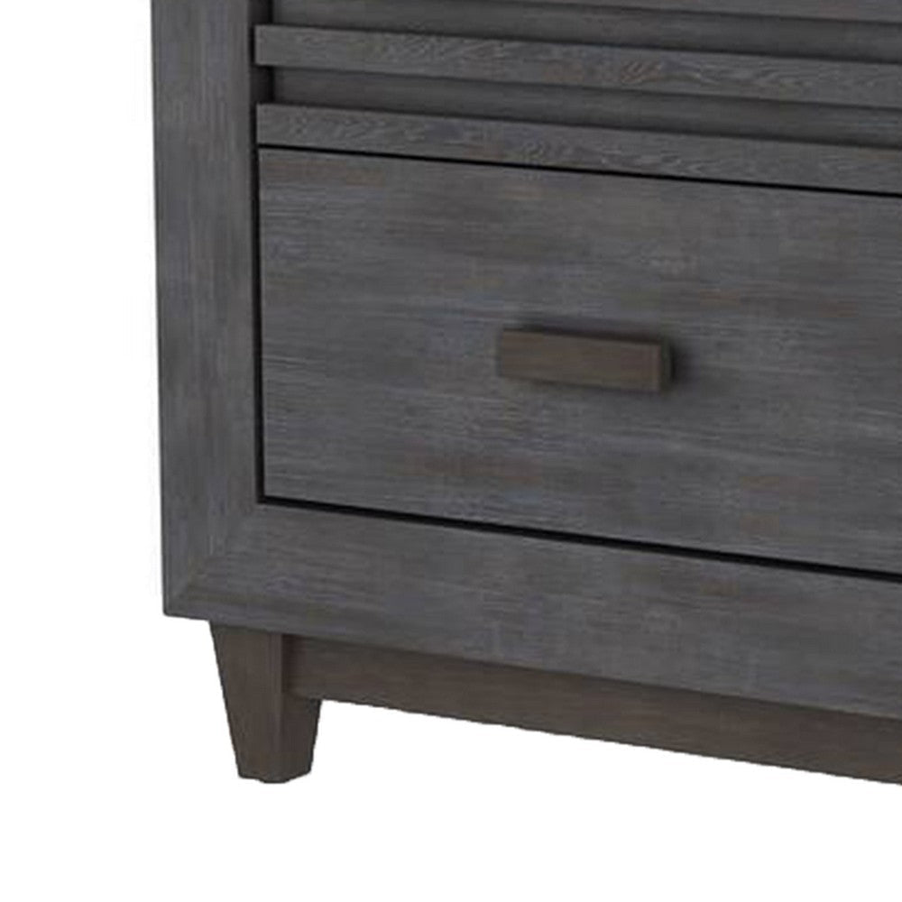 Biom Nightstand | 2 Drawers | Charcoal Brown Solid Hardwood | 24’’ BM339280