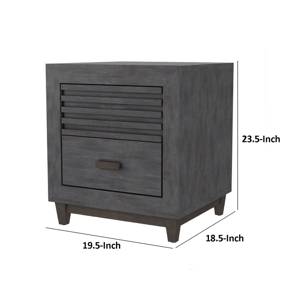 Biom Nightstand | 2 Drawers | Charcoal Brown Solid Hardwood | 24’’ BM339280