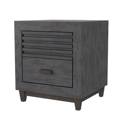 Biom Nightstand | 2 Drawers | Charcoal Brown Solid Hardwood | 24"