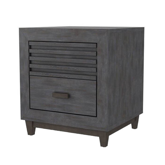 Biom Nightstand | 2 Drawers | Charcoal Brown Solid Hardwood | 24"