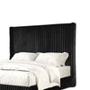 Wolo King Bed | Black Fur Chenille Ribbed Upholstery | Wing Headboard