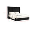 Wolo King Bed | Black Fur Chenille Ribbed Upholstery | Wing Headboard