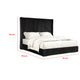 Wolo King Bed | Black Fur Chenille Ribbed Upholstery | Wing Headboard