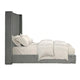 Wolo King Bed | Gray Fur Chenille Ribbed Upholstery | Wing Headboard