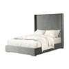 Wolo King Bed | Gray Fur Chenille Ribbed Upholstery | Wing Headboard