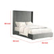 Wolo King Bed | Gray Fur Chenille Ribbed Upholstery | Wing Headboard