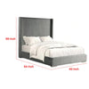 Wolo Twin Bed | Gray Fur Chenille Ribbed Upholstery | Wing Headboard
