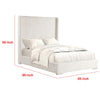 Wolo Queen Bed | White Fur Chenille Ribbed Upholstery | Wing Headboard