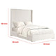 Wolo Queen Bed | White Fur Chenille Ribbed Upholstery | Wing Headboard