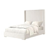 Wolo Twin Bed | White Fur Chenille Ribbed Upholstery | Wing Headboard