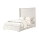 Wolo Twin Bed | White Fur Chenille Ribbed Upholstery | Wing Headboard
