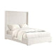 Wolo Twin Bed | White Fur Chenille Ribbed Upholstery | Wing Headboard