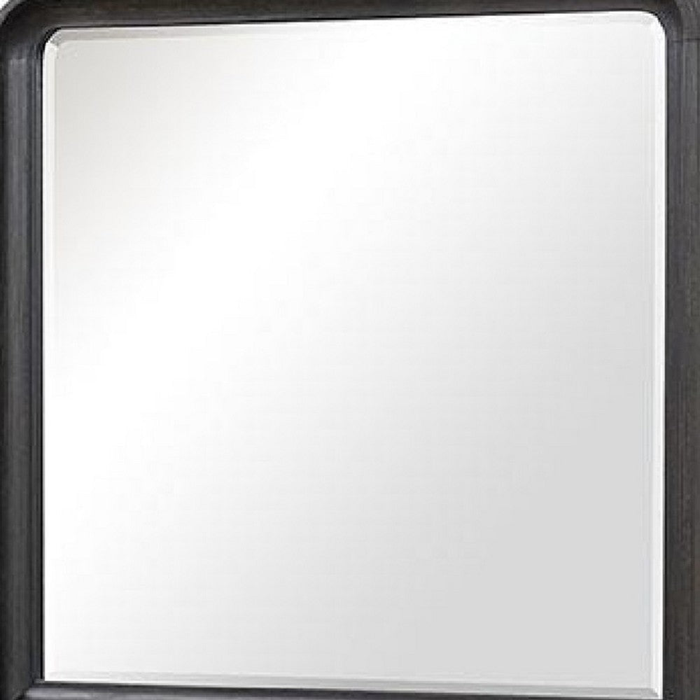 Osko 42’’ Dresser Mirror | Rounded Edges | Black Poplar Wood BM339292