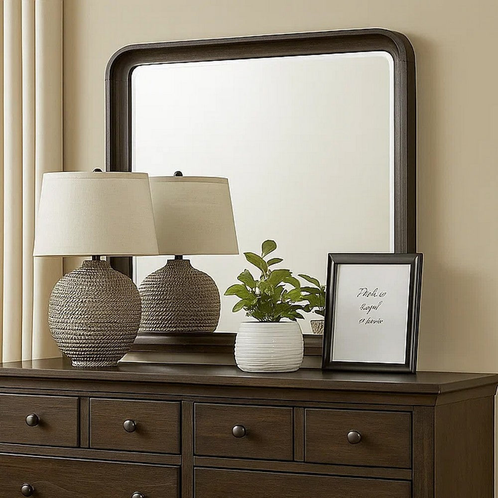 Osko 42’’ Dresser Mirror | Rounded Edges | Black Poplar Wood BM339292