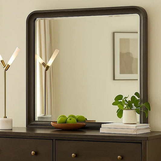 Osko 42’’ Dresser Mirror | Rounded Edges | Black Poplar Wood BM339292