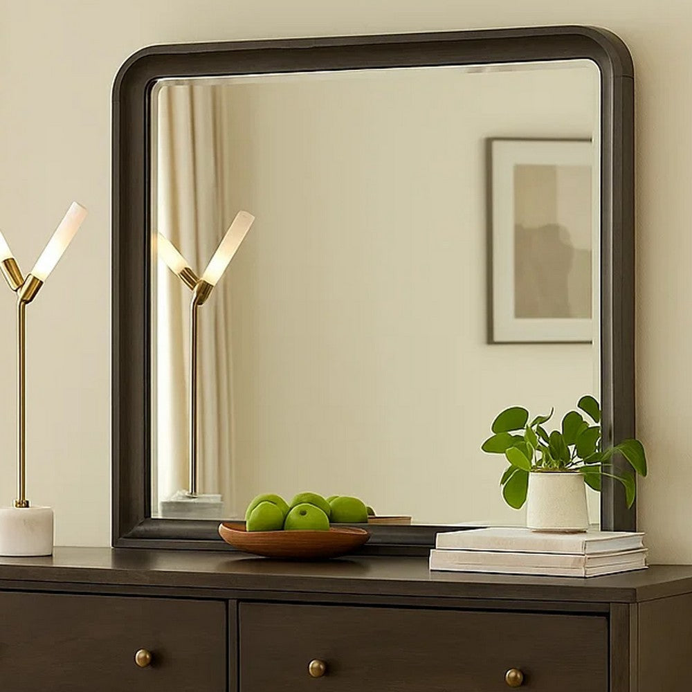Osko 42’’ Dresser Mirror | Rounded Edges | Black Poplar Wood BM339292