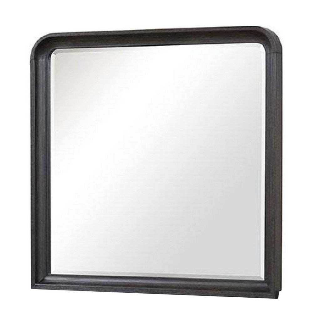 Osko 42’’ Dresser Mirror | Rounded Edges | Black Poplar Wood BM339292