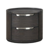 Osko Nightstand | 2 Storage Drawers | Black Poplar Wood | Nickel Trim