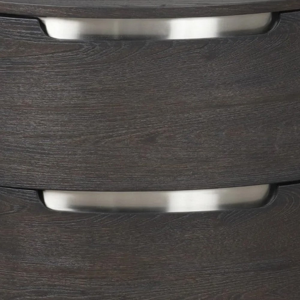 Osko Nightstand | 2 Storage Drawers | Black Poplar Wood | Nickel Trim BM339293