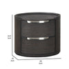 Osko Nightstand | 2 Storage Drawers | Black Poplar Wood | Nickel Trim BM339293