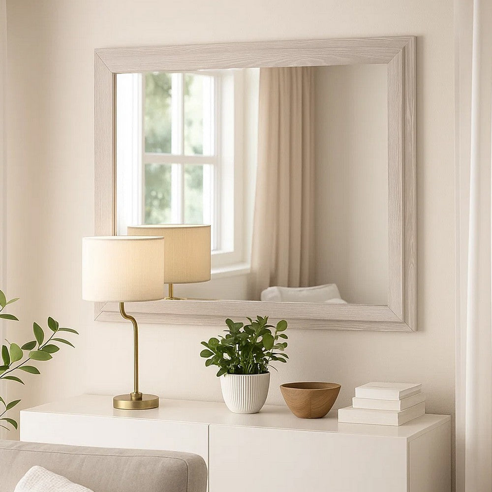 Loji 48" Dresser Mirror | Weathered Gray Frame | Solid Rubberwood
