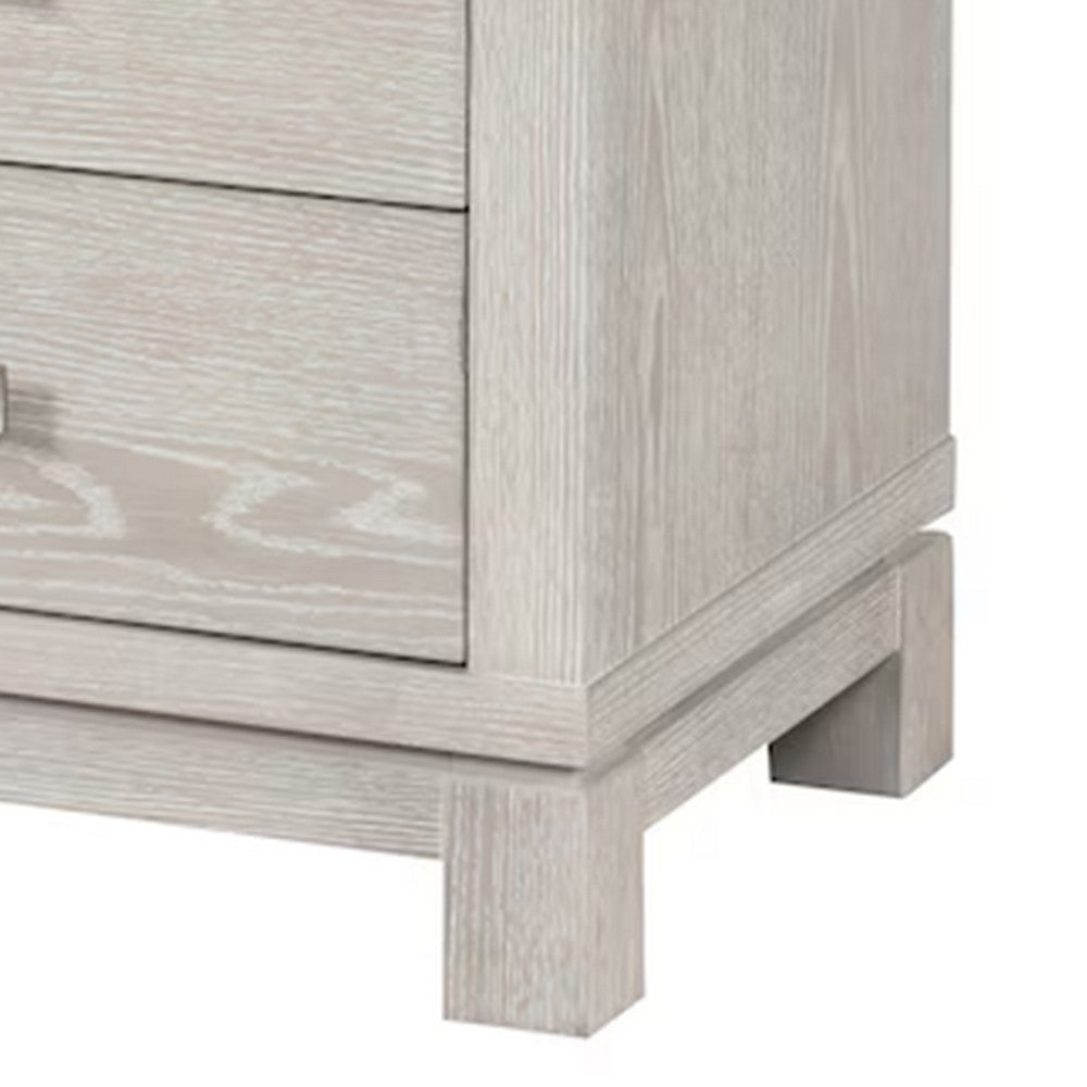Loji Nightstand | 3 Drawers | White Marble Top | Weathered Gray | 29’’ BM339295