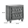 Rea Nightstand | 26’’ | 2 Drawers | Button Tufted Gray Fabric BM339296