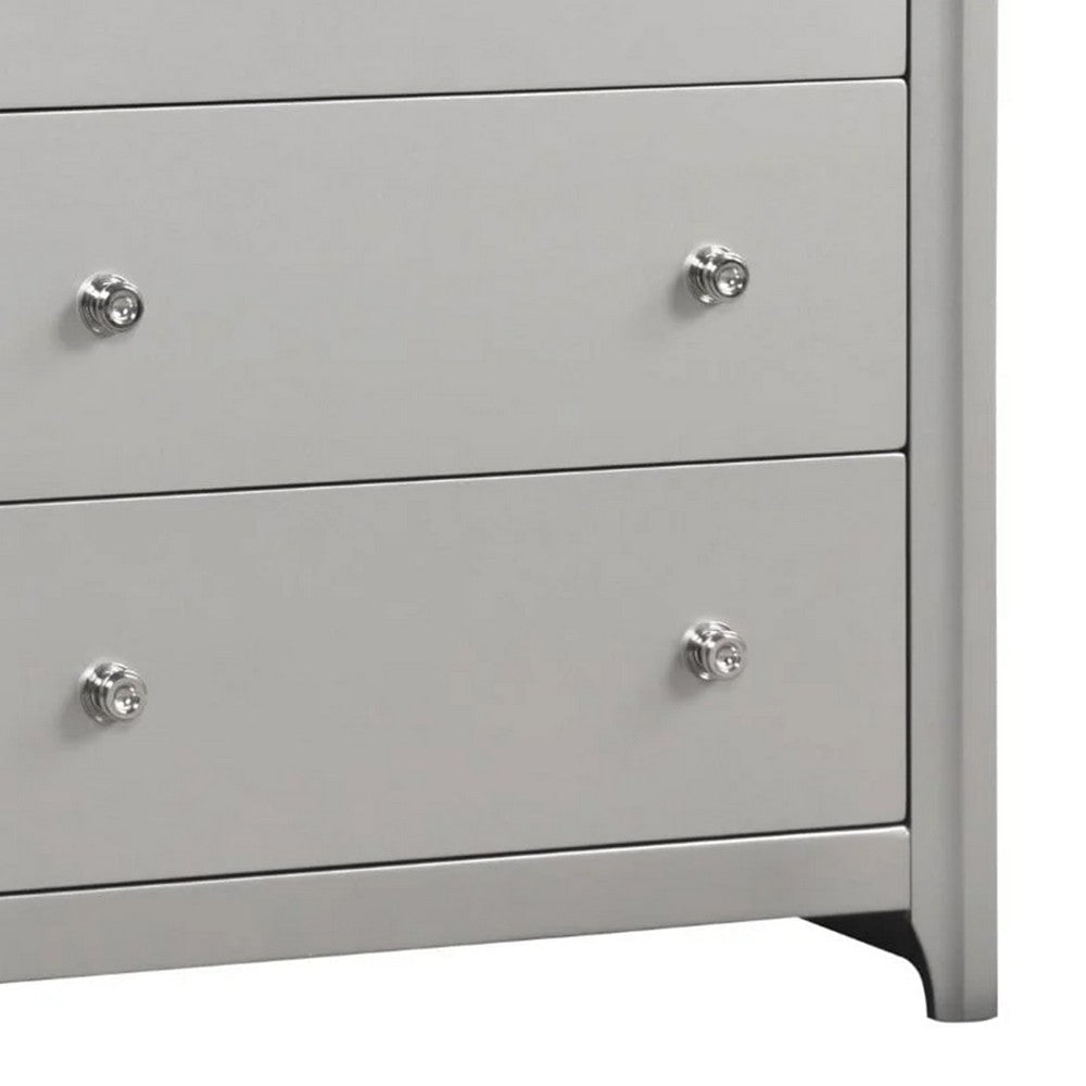 Broy Tall Dresser Chest | 4 Drawers | Crystal Knobs | Champagne Gray Wood BM339297