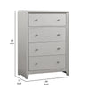 Broy Tall Dresser Chest | 4 Drawers | Crystal Knobs | Champagne Gray Wood BM339297