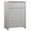 Broy Tall Dresser Chest | 4 Drawers | Crystal Knobs | Champagne Gray Wood