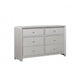 Broy Wide Dresser | 6 Drawers w Crystal Knobs | Champagne Gray Wood