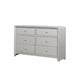 Broy Wide Dresser | 6 Drawers w Crystal Knobs | Champagne Gray Wood BM339298