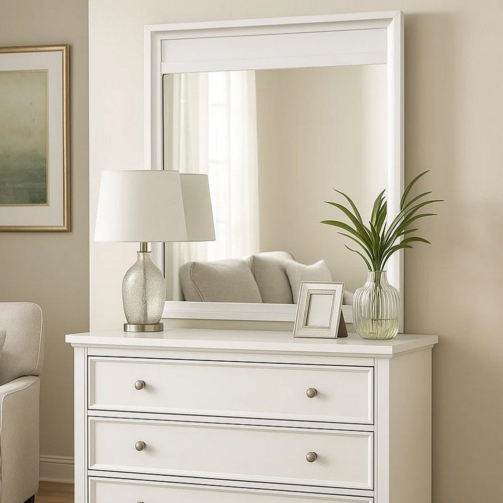 Broy 40" Dresser Mirror | Champagne Gray Wood | Rounded Edges