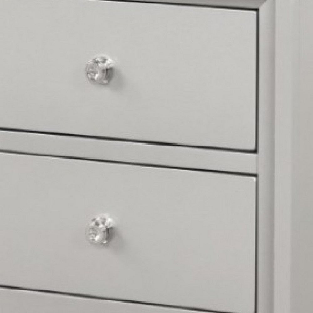 Broy Nightstand | 2 Drawers | Crystal Knobs | Champagne Gray Wood 25’’ BM339300