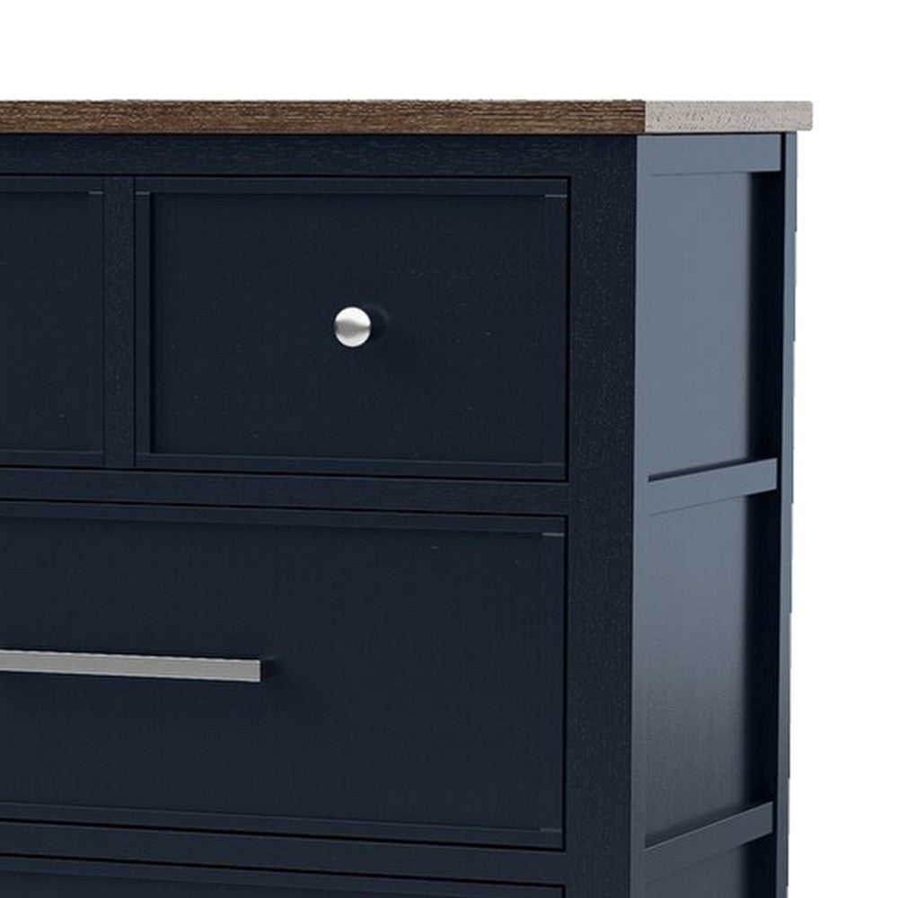 Tela Tall Dresser Chest | 5 Drawers | Metal Handles | Blue Solid Pinewood BM339301
