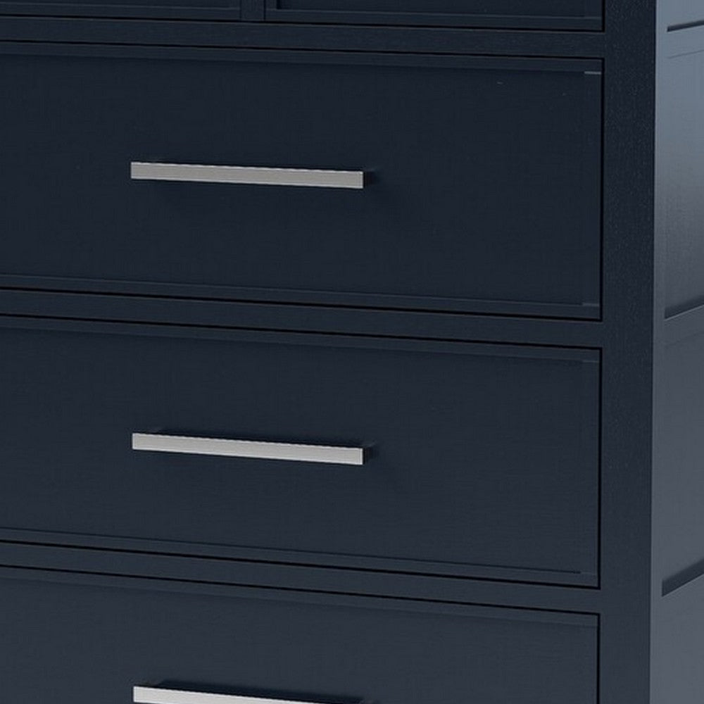 Tela Tall Dresser Chest | 5 Drawers | Metal Handles | Blue Solid Pinewood BM339301