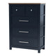 Tela Tall Dresser Chest | 5 Drawers | Metal Handles | Blue Solid Pinewood