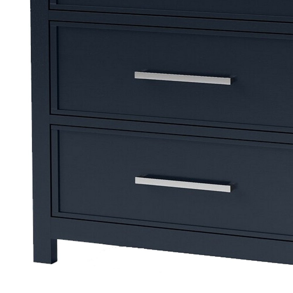 Tela Tall Dresser Chest | 5 Drawers | Metal Handles | Blue Solid Pinewood BM339301